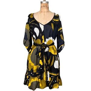 Marimekko Samu-Jussi Koski Floral Print Belted Dress XS